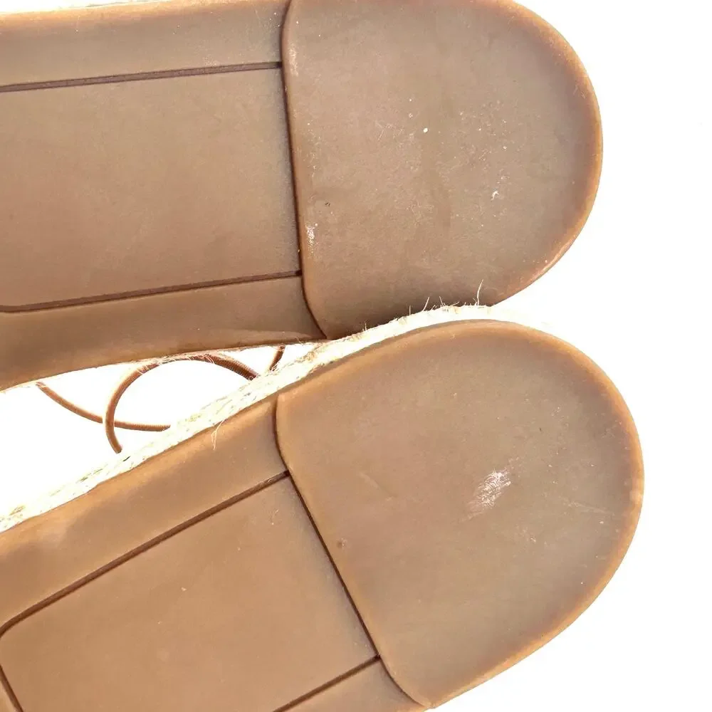 Eileen Fisher D’Orsay Lee Espadrille Flat Sandals 6.5 NWOT Tan Latte Leather